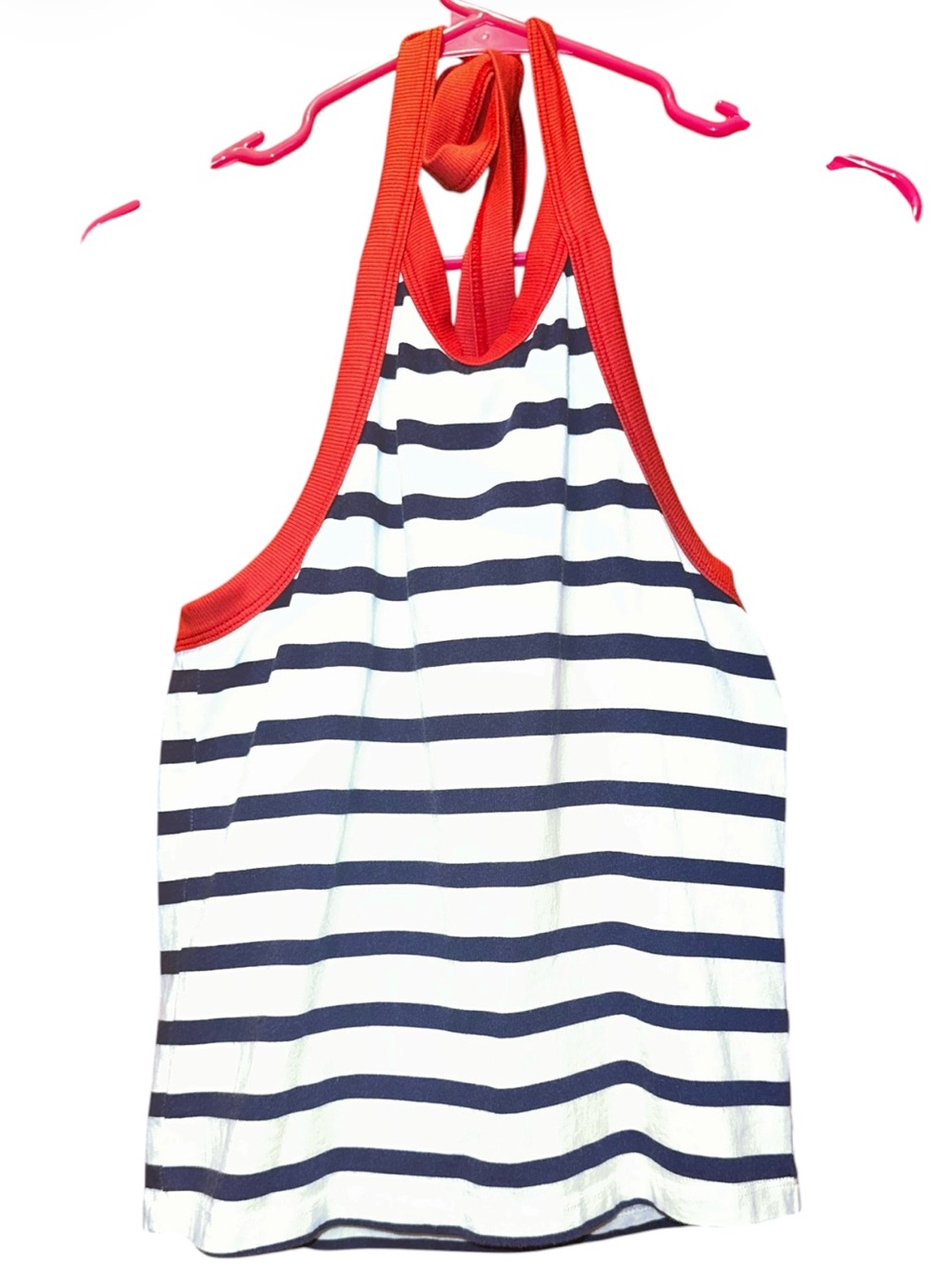 ASKK NY Navy and White Striped Halter Tank